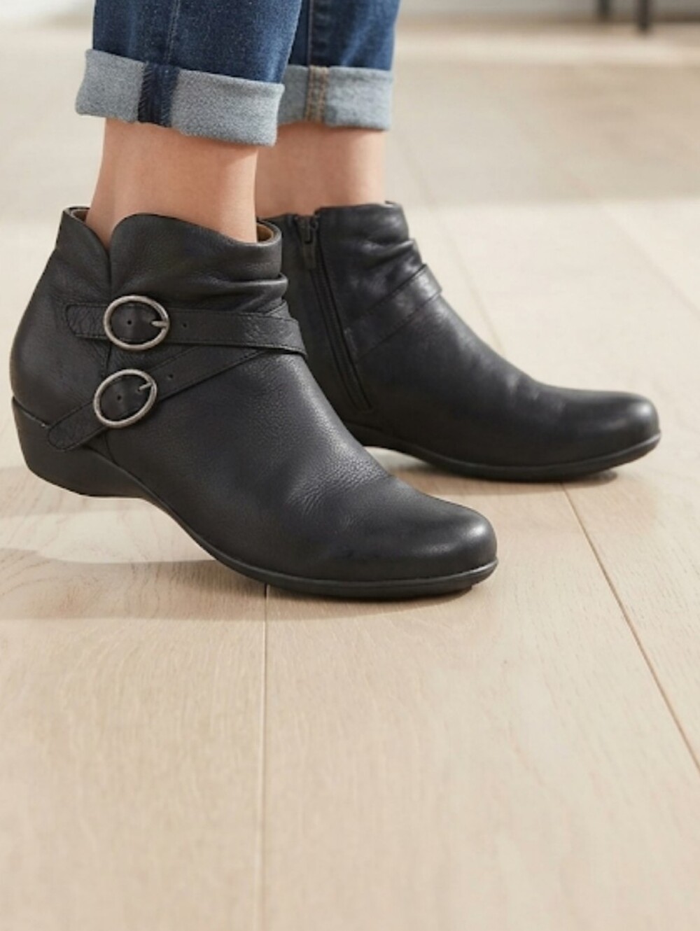 Dansko Women’s Black Ankle Boots with Double Buckle Strap Shoes Sz 40/9.5-10